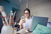 woman using social media