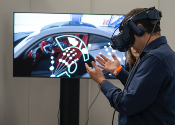 Man playing augmented reality Sports game