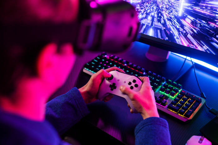 playing a video game