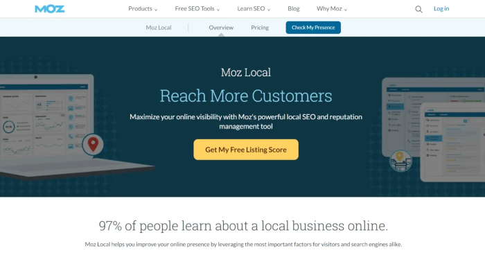 The homepage of Moz