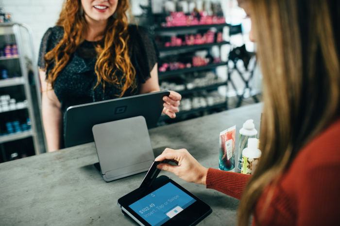 lady using credit card