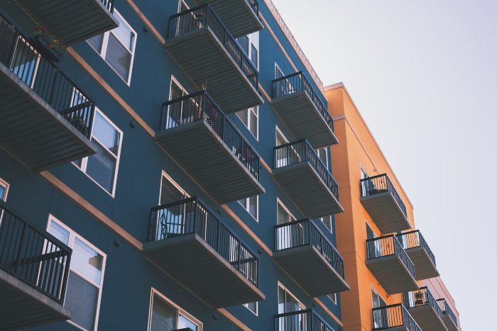 Close up of the outside of an apartment complex