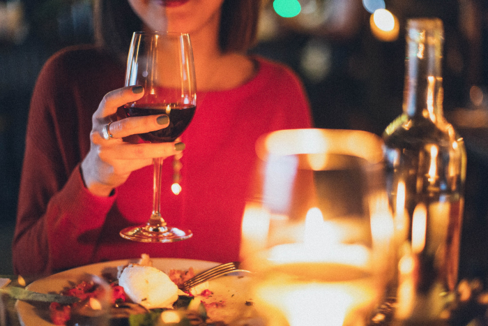 lady drinking glass of wine