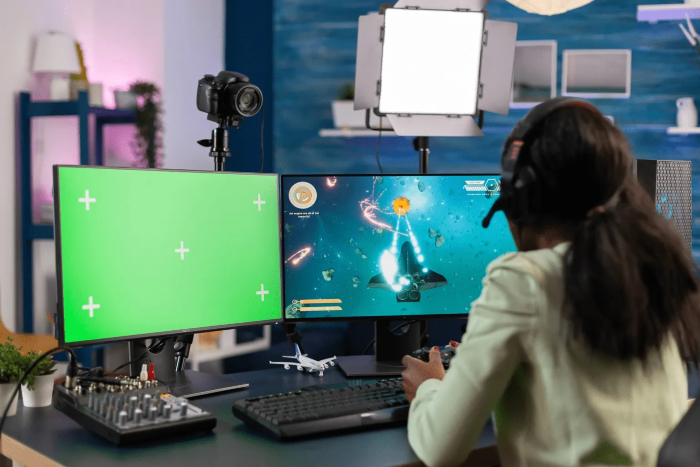 Girl playing a video game